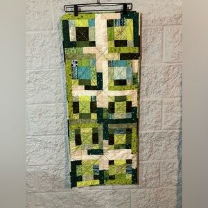 Green and Cream Patchwork Decorative Quilt piece/table runner